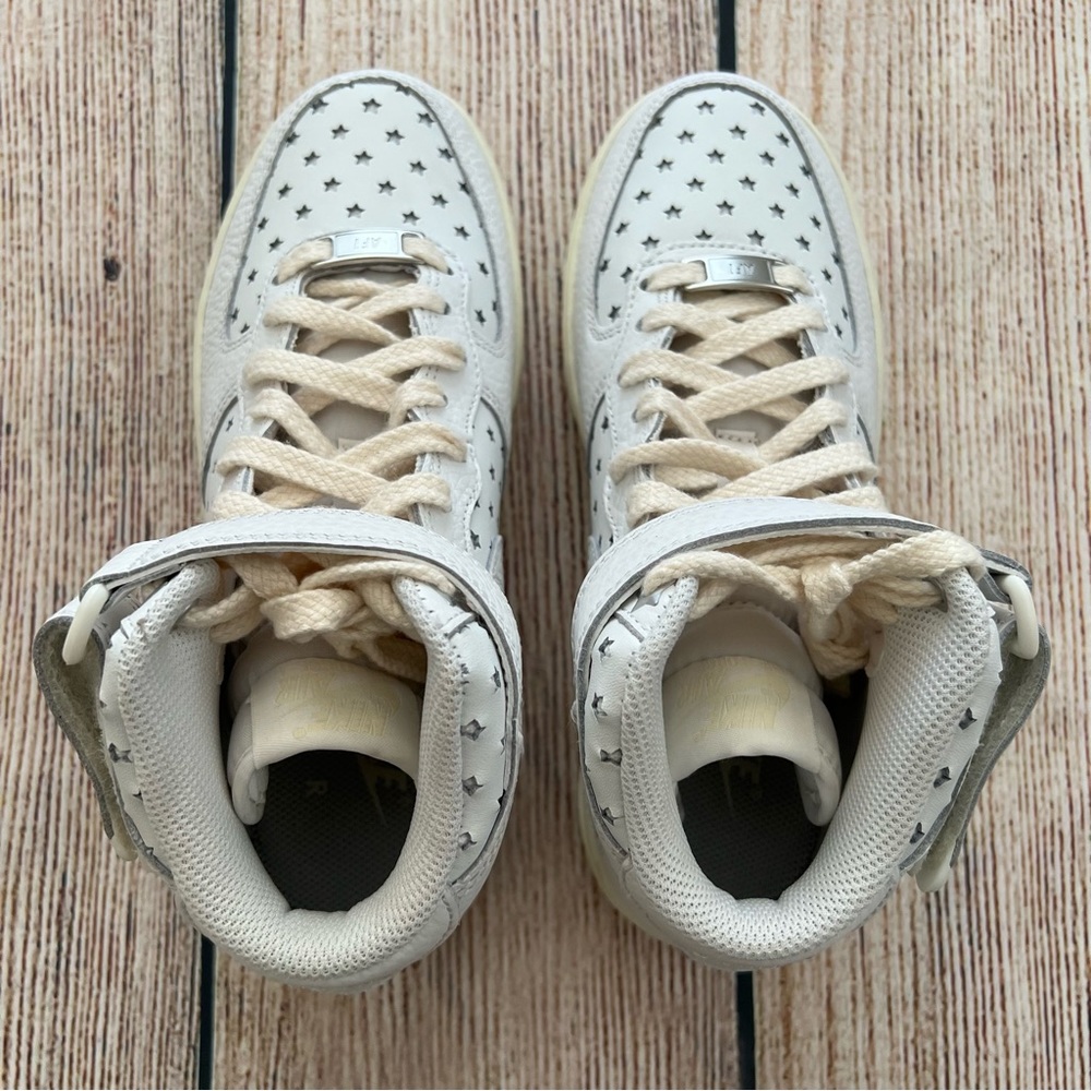 New white NIKE Air Force 1 Mid star cut out women's sneakers shoes size 5.5 - Picture 7 of 13